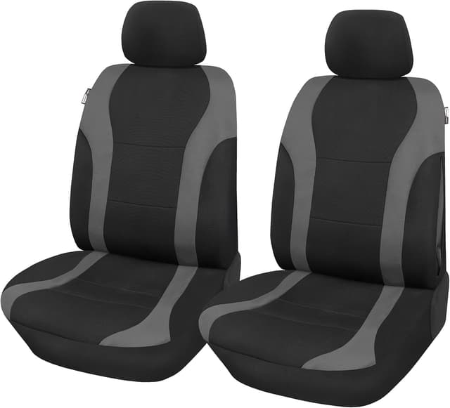 Detalle de Upgrade4cars coprisedili auto anteriori universali nero/grigio (set 9 pezzi per guidatore e passeggero)