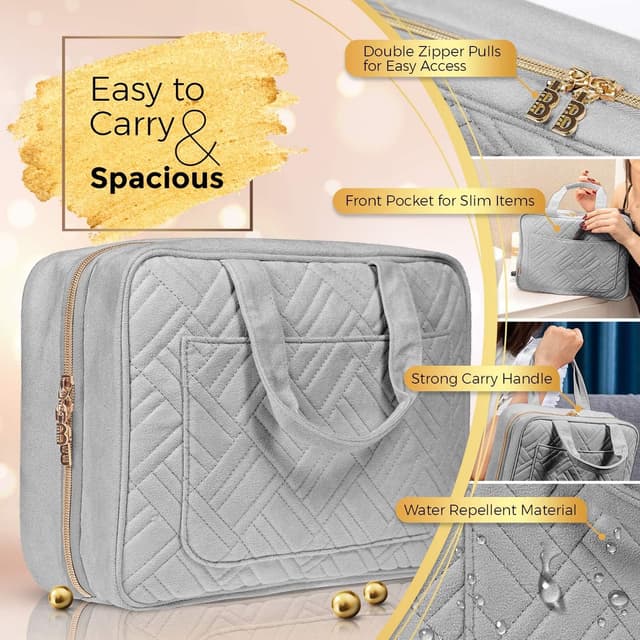 Detalle de BOACAY Large Hanging Travel Toiletry Bag (Women & Girls) – Makeup, Shower & Wash Organiser