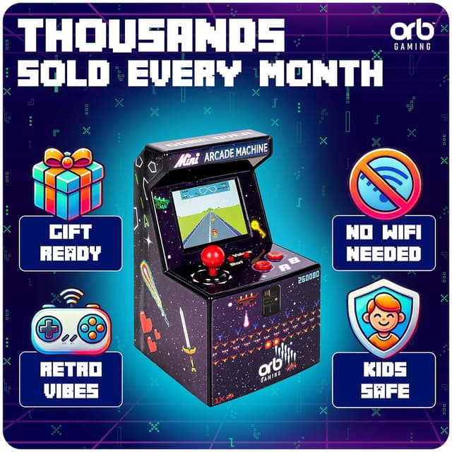 Thumbnail 6 de Thumbs Up Orb Gaming Mini Arcade Machine with 240 built-in 8-bit games and 2.5-inch full-colour screen