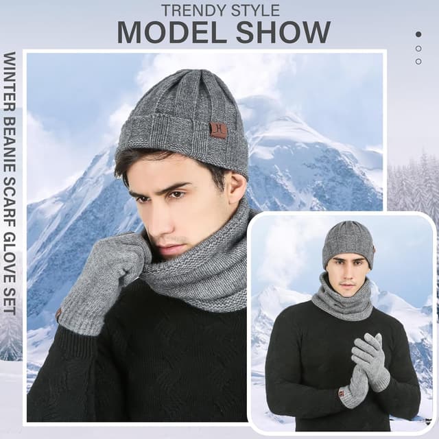 Thumbnail 5 de Ensemble bonnet, Ă©charpe et gants thermiques pour homme đ§Ł