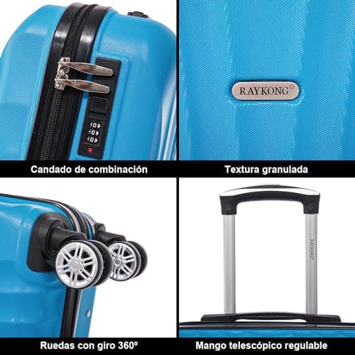 Detalle de RAYKONG maleta de cabina ABS 55x40x20 cm (20 pulgadas) turquesa, 40 L
