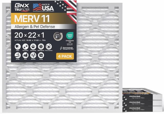 Thumbnail 6 de BNX TruFilter MERV 11 20x20x1 Air Filter (19 11/16 x 19 11/16 x 3/4) - 6-Pack, Allergen Defense Electrostatic Pleated