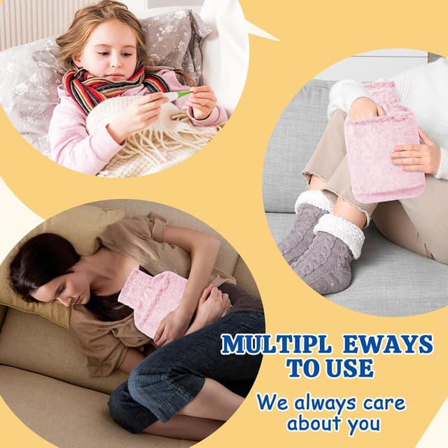 Detalle 2 de HAOCEE Wärmflasche mit Bezug (2 l) im Känguru-Taschen-Design – rosa