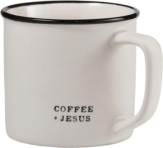 Detalle de Face to Face Designs stoneware coffee mug (16-ounce) — Black and white “5 more minutes” design