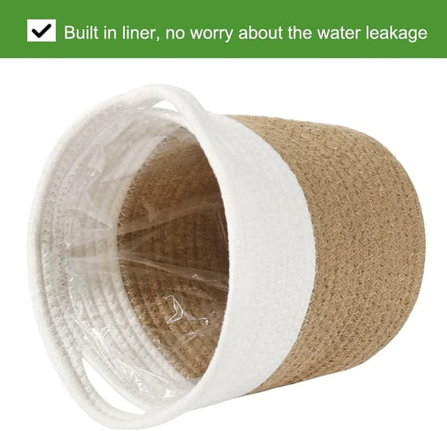 Detalle 2 de Tenn Well Blumentopf mit Einsatz aus Baumwolle (20 cm x 20 cm) – Pflanzkorb für Zimmerpflanzen & Deko