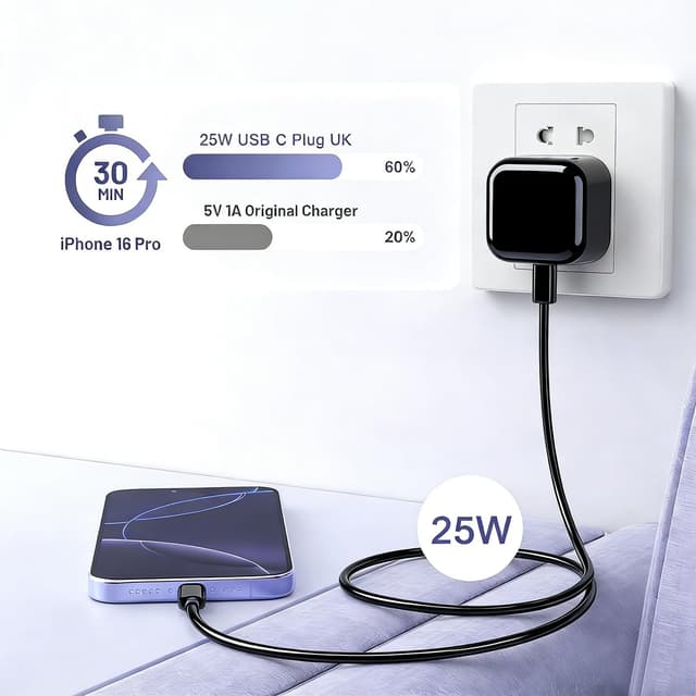 Detalle de Samsung 25W fast charger with 2m USB-C cable