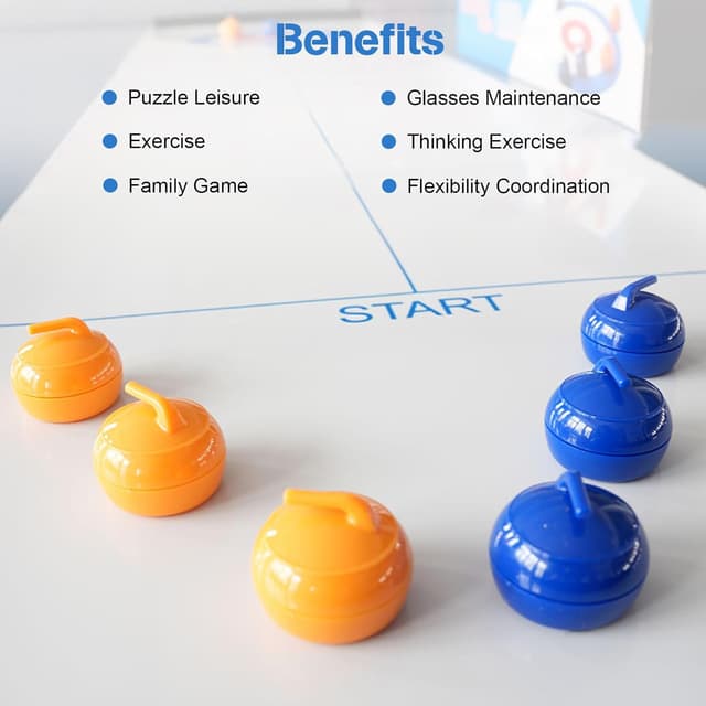 Detalle 2 de MEETOZ Tabletop Curling Game (portable team board game) with 16 curling stones