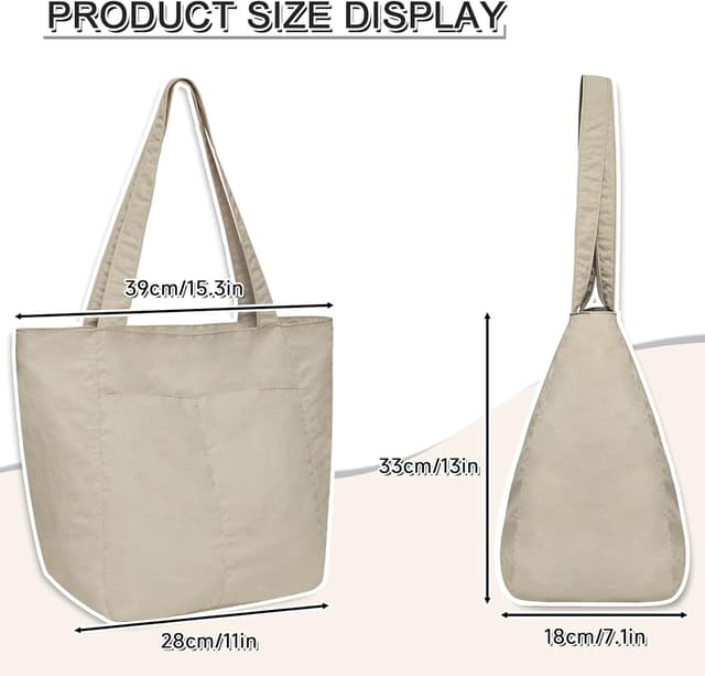 Detalle de Boziee Schultertasche Unisex aus Nylongewebe – Shopper Tote Bag für Alltag, Büro, Reisen und Schule