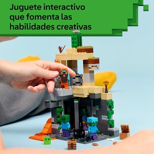 Detalle de LEGO Minecraft La Mazmorra de Zombis 21587 con minifigura del Errante y 3 zombis (juguete interactivo para 8+)