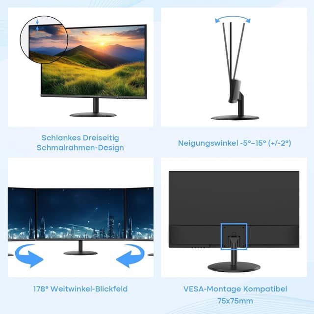 Detalle 2 de Minifire MF22X3AH Business-Monitor 22 Zoll (FHD, 1080p, FreeSync, 120 Hz) für Büro & Alltag