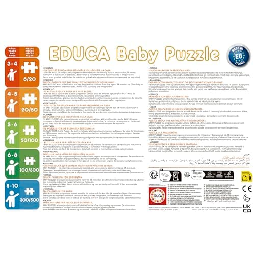 Detalle 2 de Educa Baby Puzzles Dinosaurios 🦕 Set de 5 Puzzles Infantiles de 3 a 5 piezas