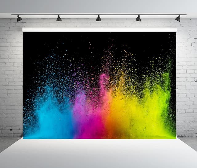 Detalle 2 de BELECO 2.5 x 1.8m colourful abstract paint splash backdrop (polyester fabric)