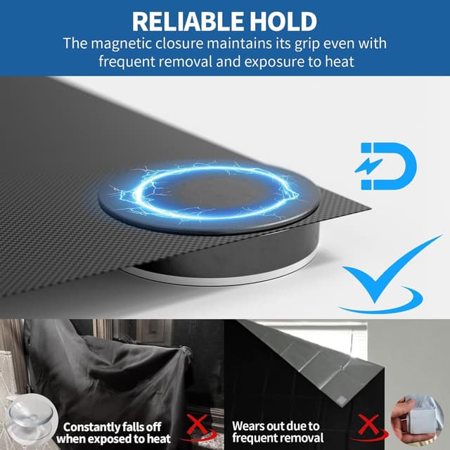 Detalle de BKSAI Magnetic Blackout Blinds for Bedroom Windows (No drilling, portable, magnetic fixings) – 130x145cm