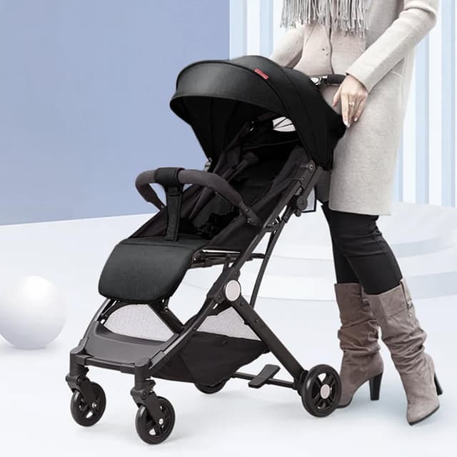 Detalle de BAKAJI Passeggino Easy ultra leggero pieghevole con chiusura facilitata e schienale reclinabile fino a 15 kg (nero)