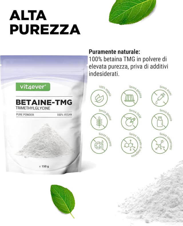Detalle de Betaina Trimetilglicina 99% in polvere Purezza 99% (150 g) – Vegana