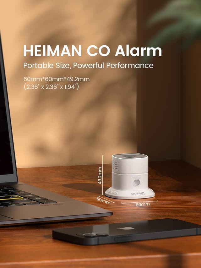 Detalle 2 de HEIMAN Heiman Mini Carbon Monoxide Detector Alarm (EN 50291, 10-Year Figaro Sensor)