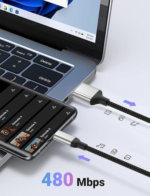 Detalle 2 de Acecene USB-A auf USB-C Ladekabel (1 m), 2er-Set mit 3A Schnellladen & Datenübertragung – Schwarz
