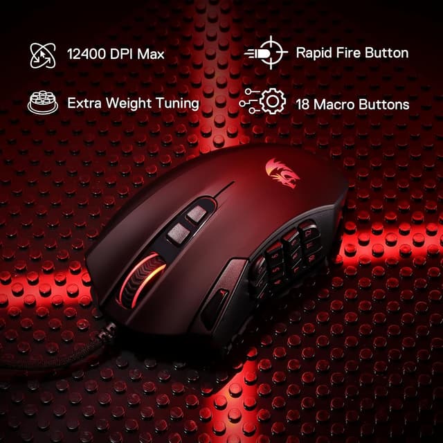 Detalle 2 de Redragon M921 Souris MMO 12400 DPI filaire