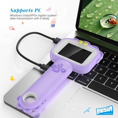 Thumbnail 6 de LELESUN Microscopio portátil mini para niños con pantalla IPS de 2,4" y aumento hasta 500x