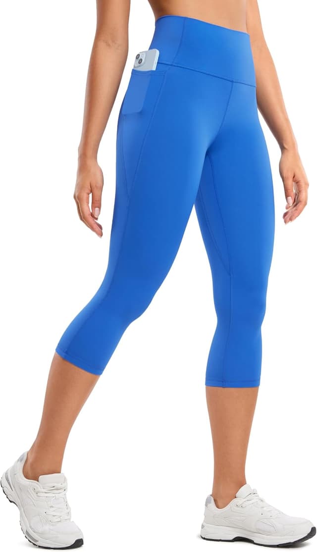 Detalle de CRZ YOGA Da Donna Butterlux pantaloni capri per allenamento yoga con tasche e vita alta (48/53 cm)