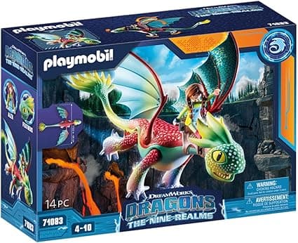 Detalle de PLAYMOBIL DreamWorks Dragons 71083, Feathers y Alex 🐉 para +4 Años