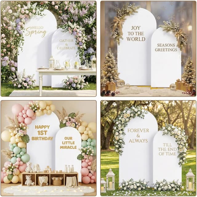 Detalle 2 de Toolterritary Metal Arch Backdrop Stand and Cover Set (2-Pack) for Wedding, Parties, Baby Shower, and More