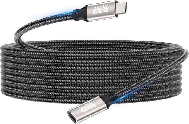 Detalle de USB-C-Verlängerungskabel 2 m (USB 3.2 Gen 2, 20 Gbit/s) mit bis zu 240 W Laden und Video bis 5K@60 Hz / 4K@144 Hz