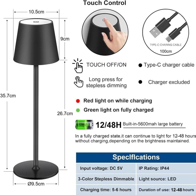 Thumbnail 4 de Liyabber Dimmbare LED Akku Tischlampe 2er-Set