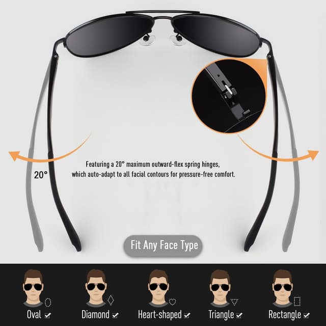 Detalle de Lunettes de soleil CGID Polarisées UV400 Aviateur en alliage Al-Mg avec charnières à ressort GA61