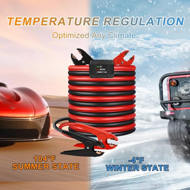 Thumbnail 6 de NOONE 2 Gauge 20FT Heavy-Duty Jumper Cables (800A) with Reverse Polarity Protection for SUVs & Trucks