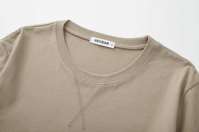 Detalle de VEIISAR Herren Dickes Rundhalsmantel-T-Shirt aus 100% Baumwolle (Heavy Duty) – Preshrunk Longline