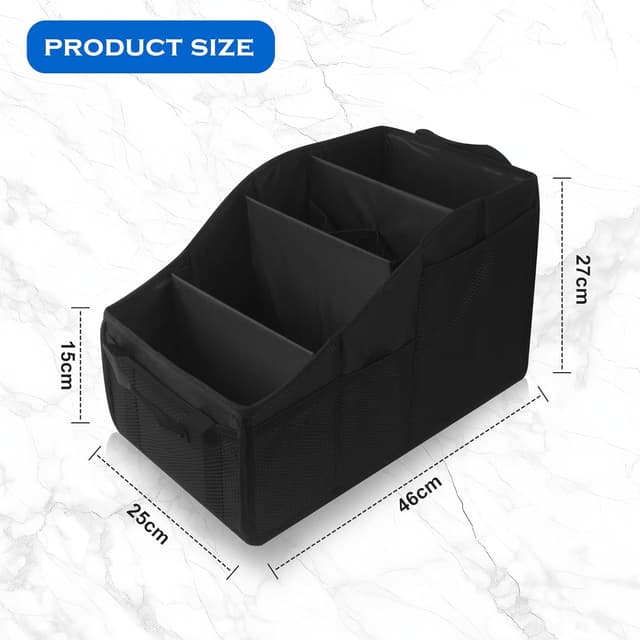 Detalle 2 de ACOMTUO Organisateur Voiture 46x27x25 cm pour enfant : rangement de coffre avec séparateurs et poignées