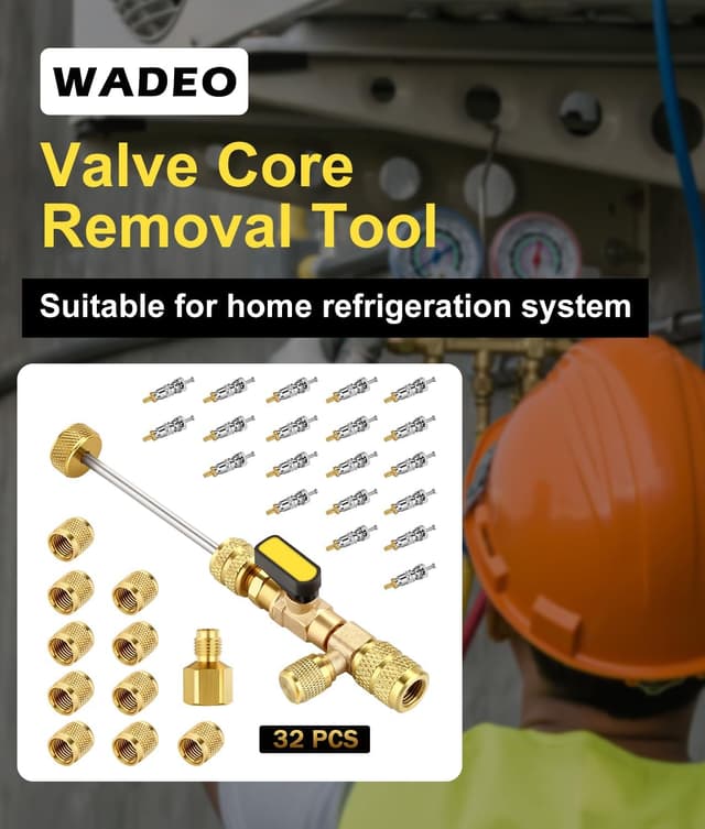 Thumbnail 6 de WADEO Valve Core Remover & Installer Tool (Dual SAE 1/4 & 5/16) with Valve Cores and Brass Nuts
