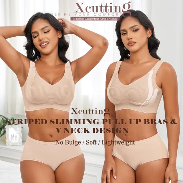 Thumbnail 6 de Xcutting Womens Seamless Wireless Supportive T-Shirt Bra (Plus Size) with Push-Up Comfort & Full Coverage