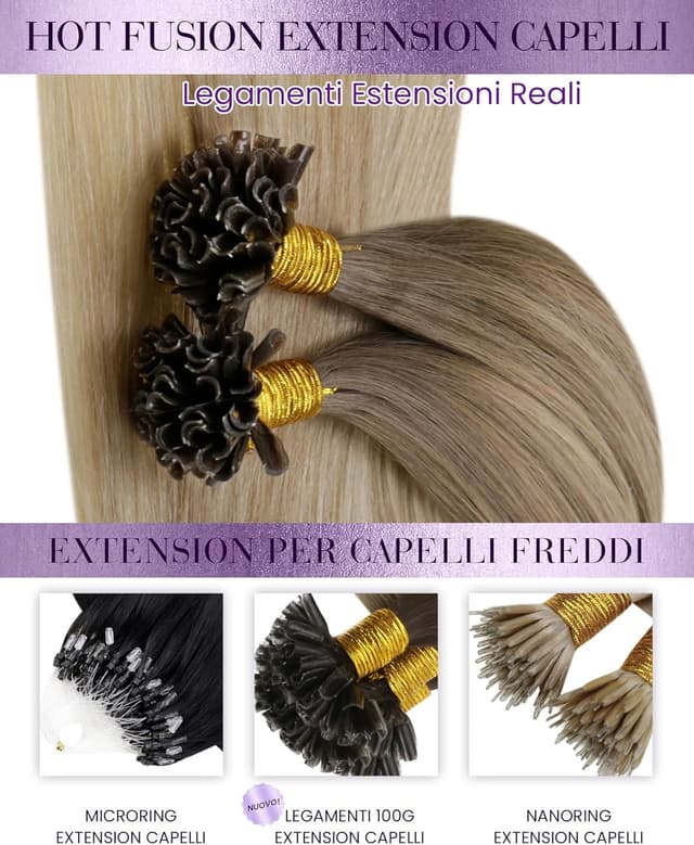 Thumbnail 6 de LaaVoo Extension Capelli Veri con Cheratina, 50 cm e 50 g (50 ciocche) #8/18/60
