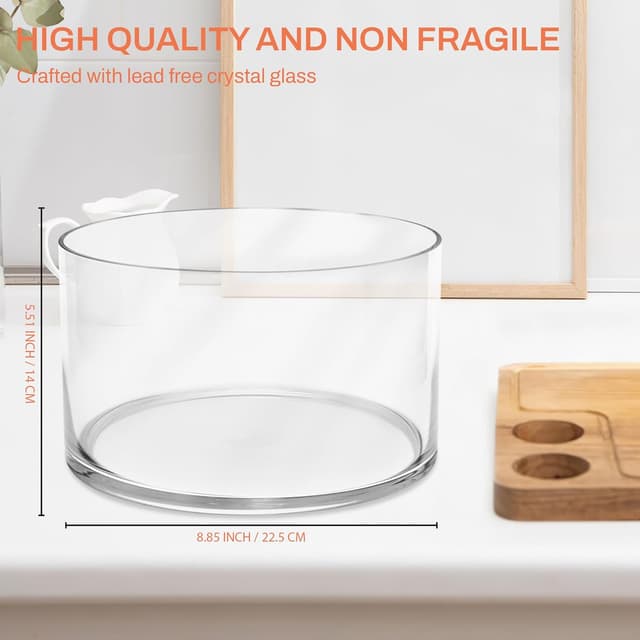 Detalle de Prikoi 155oz Large Trifle Bowl with Lid (Clear Glass, Modern Design) — 2025 Thickened Version