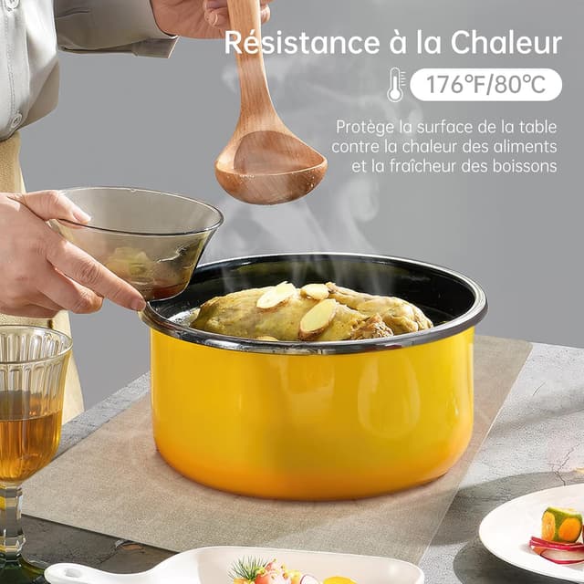 Detalle de KitchenBoss Set de table lavable double face avec dessous de verre antidérapants et résistants à la chaleur (6 sets) 43 x 30 cm