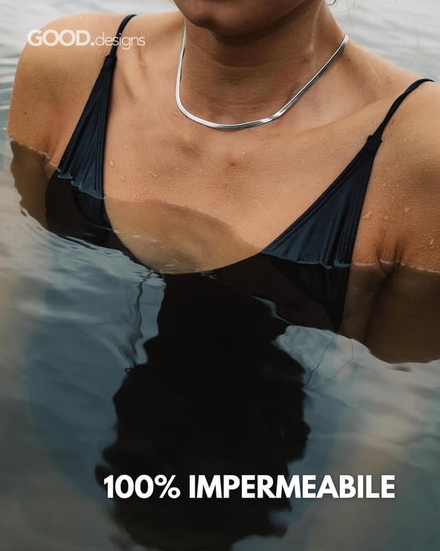 Detalle de GD GOOD.designs EST. 2015 catena a serpente: collana piatta regolabile senza pendente in argento, oro o oro rosa