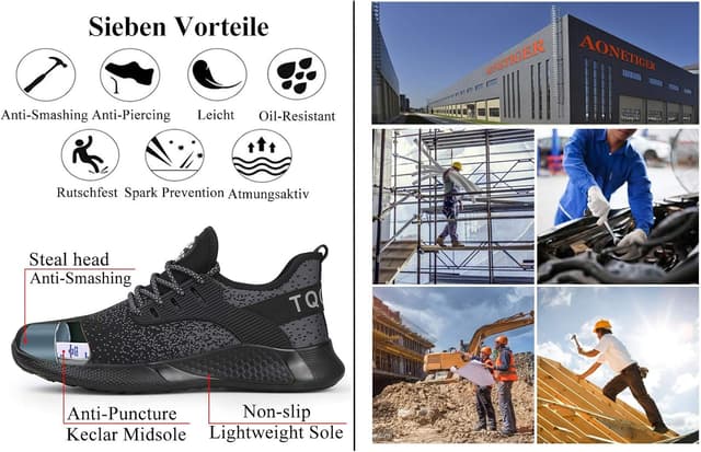 Thumbnail 2 de AONETIGER Sicherheitsschuhe - unisex Stahlkappe, atmungsaktiv, rutschfest