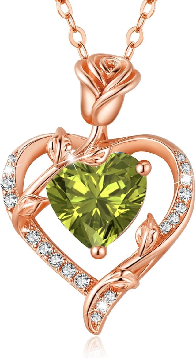 Detalle de Collier cœur et rose en argent 925 MISUMOR