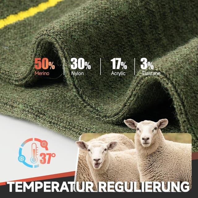 Detalle 2 de Alaplus Hiking Socks (merino wool) – cushioned breathable crew socks, 3 pairs