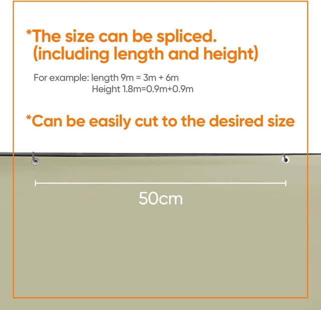 Detalle 2 de Sekey Frangivista per balcone e recinzione in telo Oxford 90x300 cm impermeabile e antivento, taupe