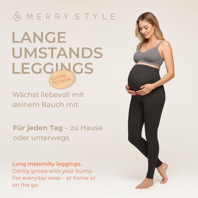 Detalle de Merry Style Damen lange Umstandsleggings aus Viskose MS10-297
