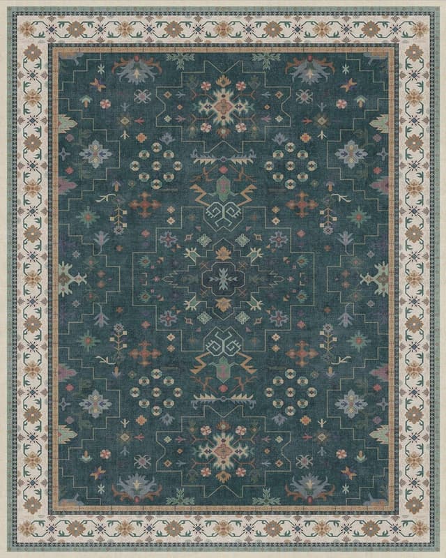 Thumbnail 1 de Hazo Haus Oushak Floral Rug 8x10 in Dark Green 🧹