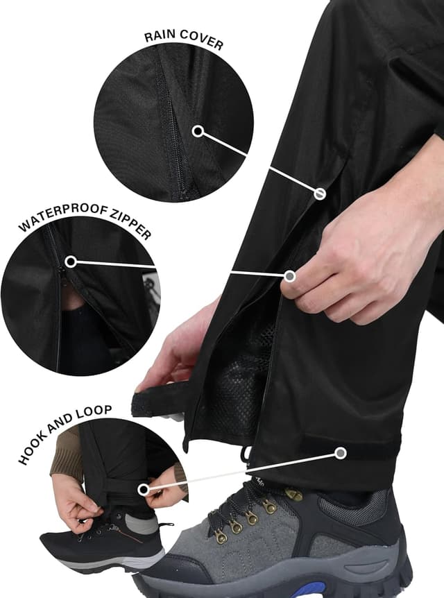 Detalle de iCreek Men’s Waterproof Rain Pants (Over Pants) — Windproof Lightweight Rain Housings for Hiking, Work, Golf & Fishing
