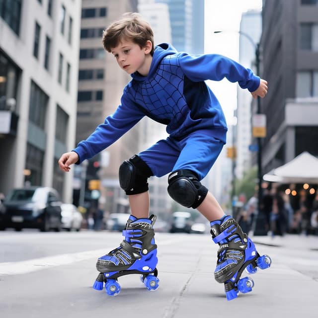 Detalle de SULIFEEL Adjustable Kids Roller Skates with Light-Up Wheels (Ages 3–12, 4-Size Adjustable Fit)