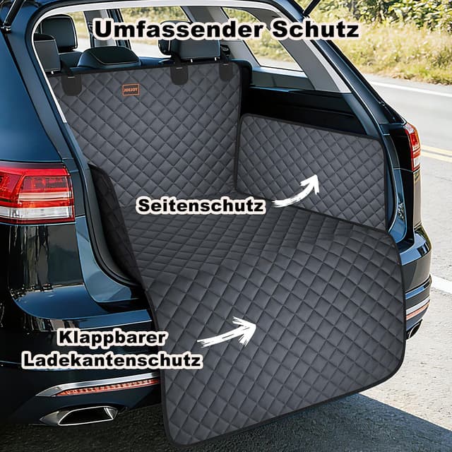 Detalle de JOEJOY Kofferraumschutz für Hund mit Seiten- und Ladeschwellenschutz (Universal) – kratzfest & waschbar