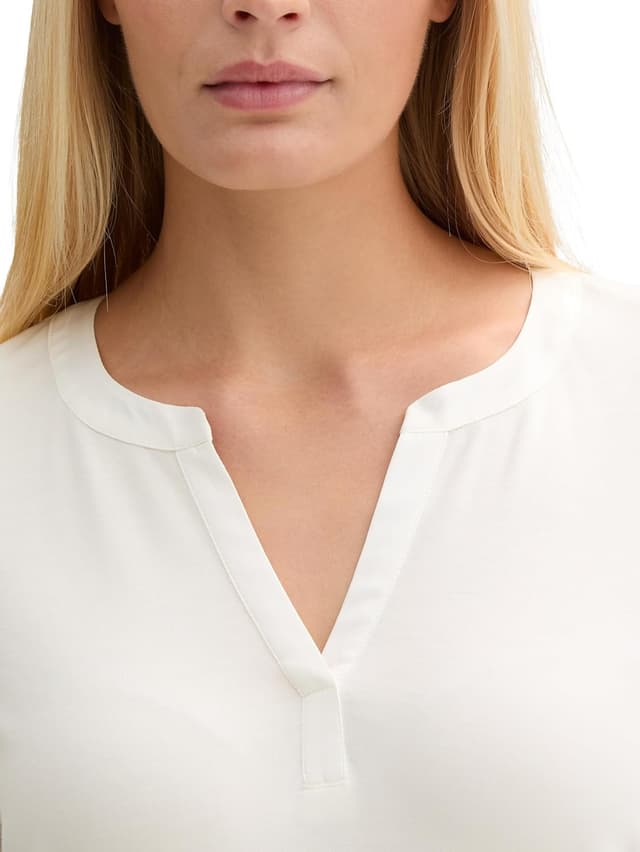 Detalle de TOM TAILOR maglietta donna a maniche lunghe in lyocell (BE PART) – vestibilità regolare