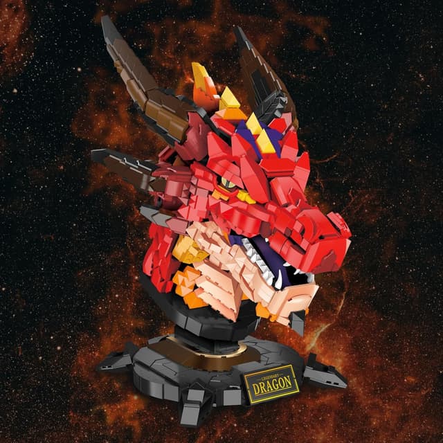 Thumbnail 1 de JMBricklayer Dragon Head Building Blocks Toy 70105 (2713 pieces) – collectable display fantasy dinosaur model kit for adults 14+