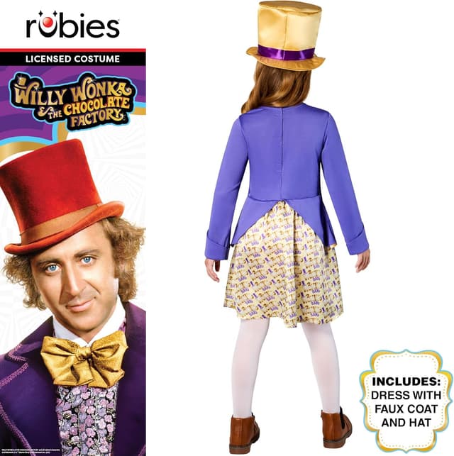 Detalle 2 de Rubies Willy Wonka Girls Costume for Kids